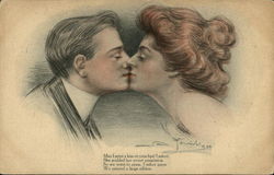 May I print a kiss on your lips? I asked Couples Postcard Postcard