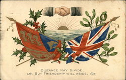 Distance May Divide, But Friendship Will Abide Patriotic Postcard Postcard