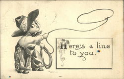 Here's a Line to You Cowboy Kids Postcard Postcard