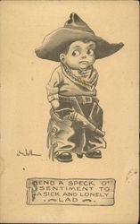 Send a Speck o' Sentiment to a Sick and Lonely Lad Cowboy Kids Postcard Postcard