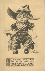 Utter me a Mite O' Mute Language in a Little Letter Cowboy Kids Postcard Postcard