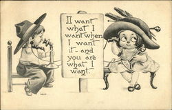 I Want What I Want When I Want it - and You are What I Want Cowboy Kids Postcard Postcard