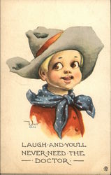 Laugh and You'll Never Need the Doctor Cowboy Kids Postcard Postcard