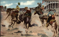 Cowboy Race with Wild Bronchos Postcard