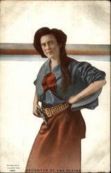 "Daughter of the Plains" - Cowgirl with Gun Drawn Cowboy Western Postcard Postcard