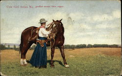 Cow Girl Series No. 3 - Her Mount Likes Sugar Postcard