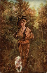 On the Trail - Woman with Gun Postcard