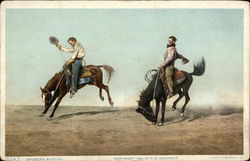 Broncho Busting Cowboy Western Postcard Postcard