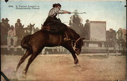 A Typical Cowgirl in Championship Contest Cowboy Western Postcard Postcard