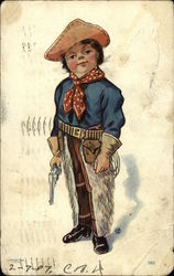 Little Cow Boy Holding a Gun Postcard