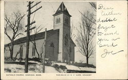 Catholic Church on a Hill Uxbridge, MA Postcard Postcard