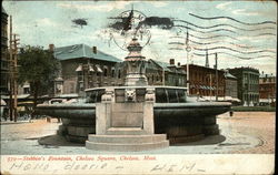 Stebbin's Fountain, Chelsea Square Massachusetts Postcard Postcard