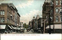 Main Street from School and High Streets Brockton, MA Postcard Postcard