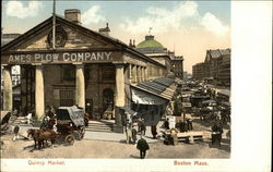 Street View of Quincy Market Boston, MA Postcard Postcard