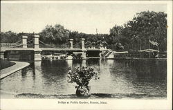 Water View of Bridge at Public Garden Postcard