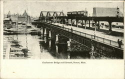 Charlestown Bridge and Elevated Boston, MA Postcard Postcard