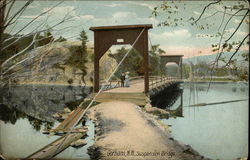 Suspension Bridge over the Water Gorham, NH Postcard Postcard