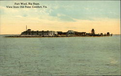 Fort Wool, Rip Raps, View from Old Point Comfort, Va Virginia Postcard Postcard