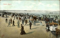 Crowds on the Beach Revere Beach, MA Postcard Postcard