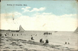 Beach Bathing and Sail Boats Craigville, MA Postcard Postcard