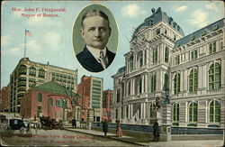 City Hall and Rear View Kings Chapel, School Street Boston, MA Postcard Postcard