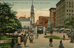 Tremont Street and Park Street Church Postcard