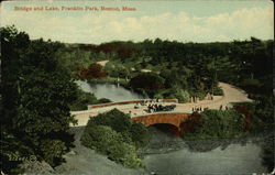 Bridge and Lake, Franklin Park Postcard