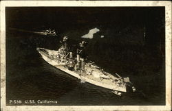 USS California on the Water Postcard