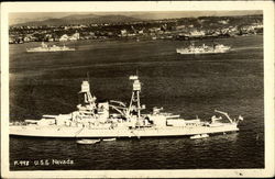 USS Nevada on the Water Battleships Postcard Postcard