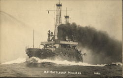 US Battleship Michigan on the Water Battleships Postcard Postcard