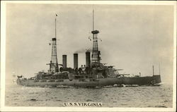 USS Virginia on the Water Postcard