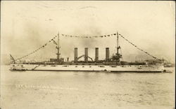 U.S.S. Washington in Seattle Harbor Postcard