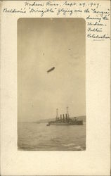 Baldwin's Dirigible Flying Over the USS Georgia Postcard