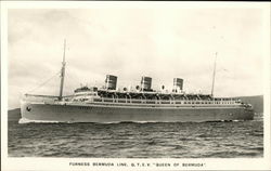 Furness Bermuda Line, QTEV "Queen of Bermuda" Cruise Ships Postcard Postcard