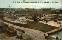 B.E. View of Brooklyn Navy Yard, U.S.S. Indiana in Dry Dock New York Postcard Postcard