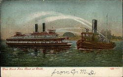 New York Fire Boat at Drill Postcard Postcard