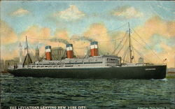 The Leviathan Leaving New York City Postcard