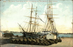 Old Wharf, Scene During the Time That Whaling was New Bedford's Chief Industry Massachusetts Postcard Postcard