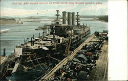 Battle Ship Rhode Island at Fore River Iron Works Quincy, MA Postcard Postcard