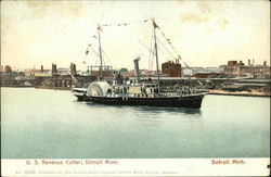 U.S. Revenue Cutter, Detroit River Michigan Postcard Postcard