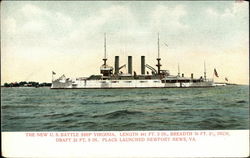 The New U.S. Battle Ship Virginia Newport News, VA Postcard Postcard