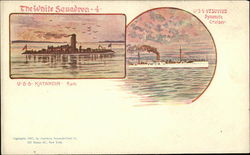 The White Squadron - USS Vesuvius Dynamite Cruiser, USS Katahdin, Ram Navy Postcard Postcard