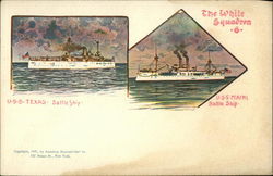 The White Squadron - USS Maine, Battle Ship, USS Texas, Battle Ship Navy Postcard Postcard