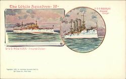 The White Squadron - USS Brooklyn, Armored Cruiser, USS New York, Armored Cruiser Navy Postcard Postcard