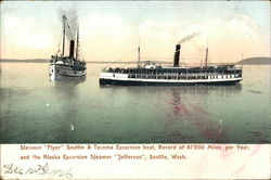 Steamer Flyer Seattle & Tacoma Excursion Boat, Record of 87000 Miles Per Year Washington Postcard Postcard