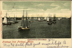 Sailing Ships Portland, ME Postcard Postcard