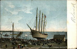 Launching of a Schooner Postcard