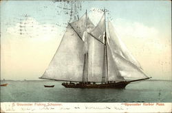 A Gloucester Fishing Schooner, Gloucester Harbor Massachusetts Postcard Postcard