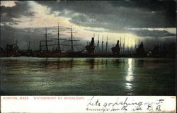 Waterfront by Moonlight Boston, MA Postcard Postcard