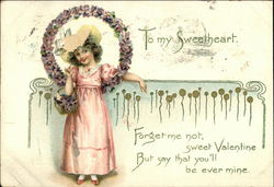 To My Sweetheart - Forget me not, Sweet Valenting Women Postcard Postcard